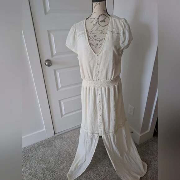 Wonderly Bohemian Chic Cream Tiered Maxi Dress Size 1X - Picture 1 of 9